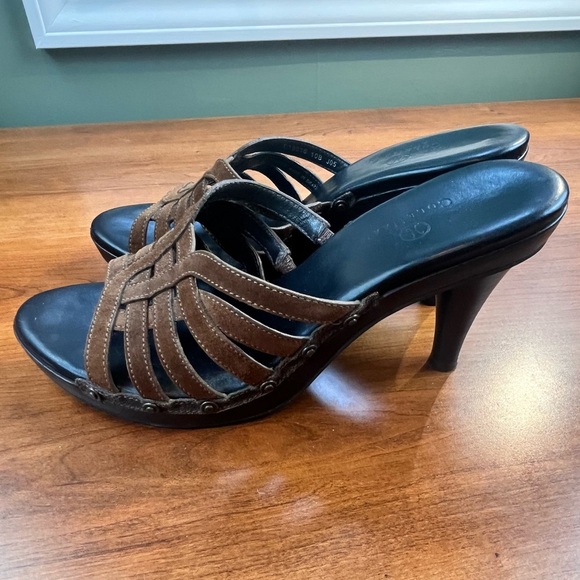 Cole Haan Strappy Heels Brown Leather Slide Sz 10 Made in Brazil - Picture 7 of 16